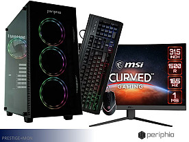 Periphio-MSI Gaming Computer with Monitor Gaming Desktop Computer - Ryzen 5 5500 | 16GB DDR4 RAM | 1TB NVMe SSD | AMD RX 6500 XT Graphics (Black)