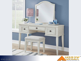 Ashley Robbinsdale Antique White Vanity  (With Stool & Mirror)