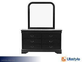 Lifestyle Louis Philippe Ebony Dresser & Mirror