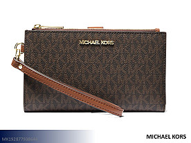 Michael Kors Jet Set Travel Signature Logo Smartphone Wallet (Brown)