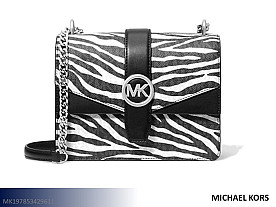Michael Kors Greenwich Small Animal Print Logo Crossbody Handbag (Black)