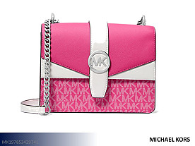 Michael Kors Greenwich Small Color-Block Signature Logo Crossbody Handbag (Dragonfruit)