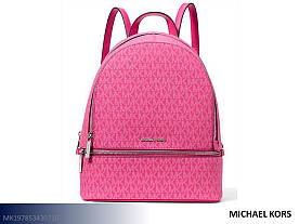 Michael Kors Rhea Medium Signature Logo Backpack Handbag (Dragonfruit)