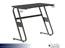 Flash Furniture Fisher Gaming Desk - Ergonomic | Cup Holder | Headphone Hook (Black)