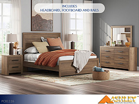 Ashley Broachmyn Auburn Bedroom Set (Queen Bed, Dresser, Mirror, Nightstand)