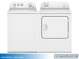Conservator  Top Load Washer & Electric Dryer Set - W: 3.8cf | D: 6.5cf (White)