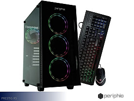 Periphio Prestige R5 Gaming Desktop Computer - Ryzen 5 5500 | 16GB DDR4 RAM | 1TB NVMe SSD | AMD RX 6500 XT Graphics (Black)