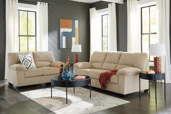 Ashley Simple Joy Sand Sofa and Loveseat (2 Piece Set)