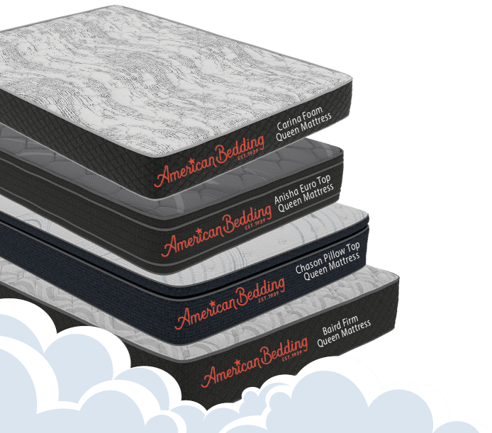 American Bedding - Carina Foam Queen Mattress, Anisha Euro Top Queen Mattress, Chason Pillow Top Queen Mattress, Baird Firm Queen Mattress